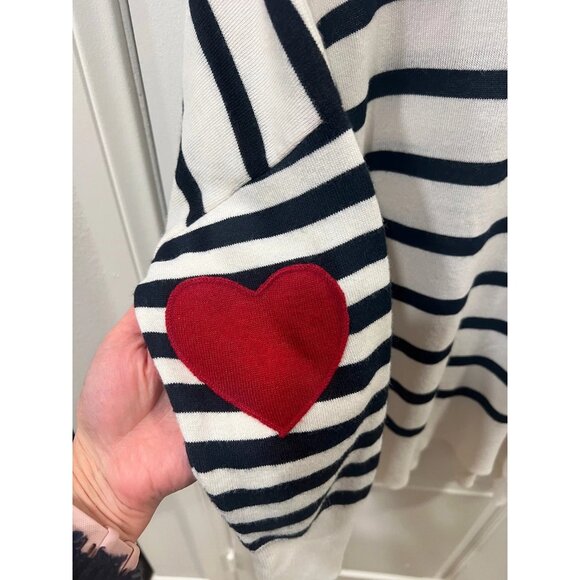 Mersea Amour Sweater One Size OS Navy Stripe Heart - Picture 4 of 9